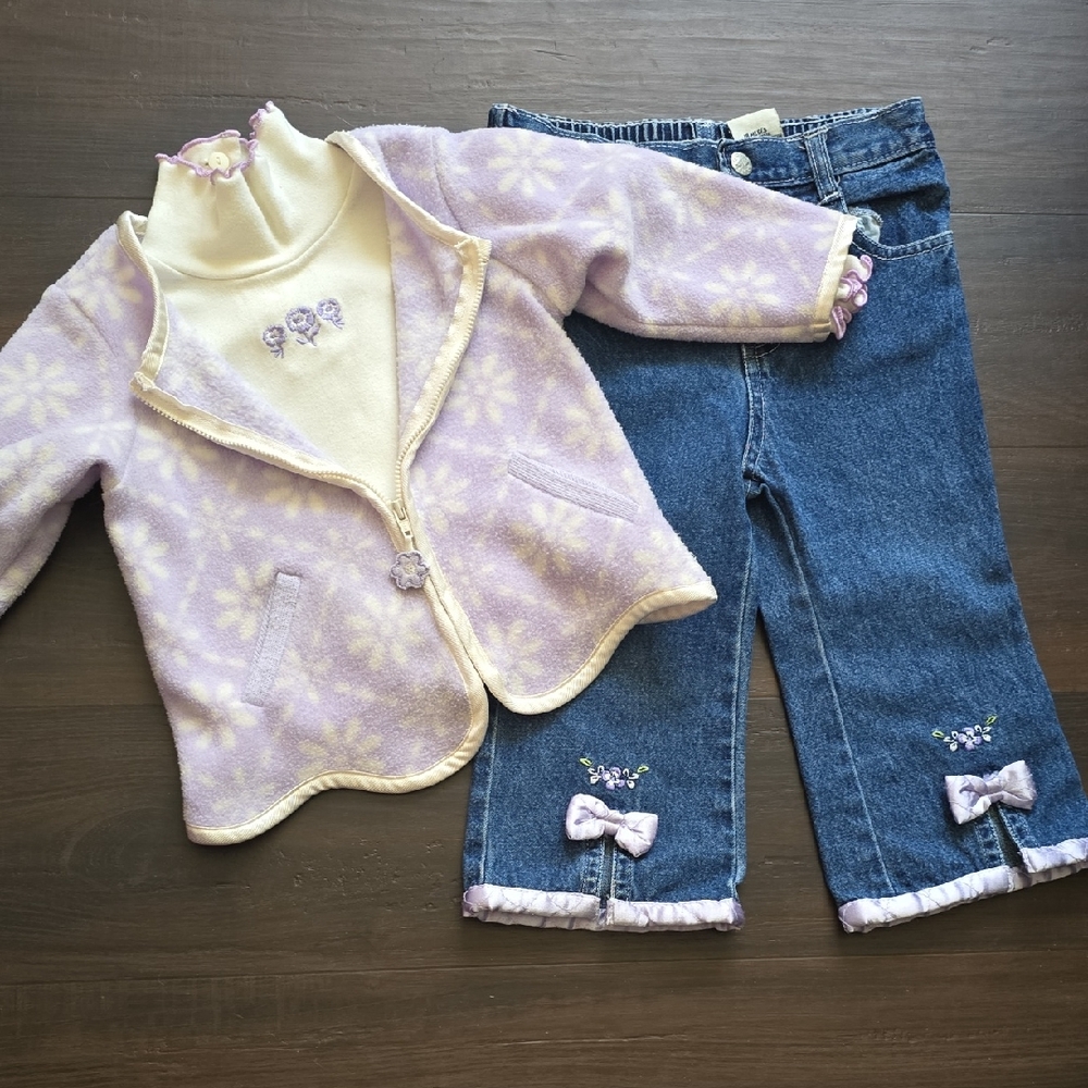 Kids Floral Lavender and Denim Matching Set